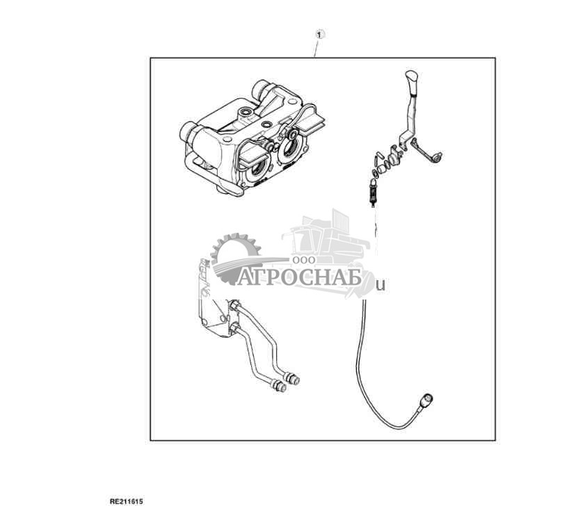 Навесное оборудование, клапан управления цилиндром с разъединяющими муфтами  рычагом сброса высокого давления, 4-й, задний 